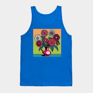 Retro vintage flower pot drawing Tank Top